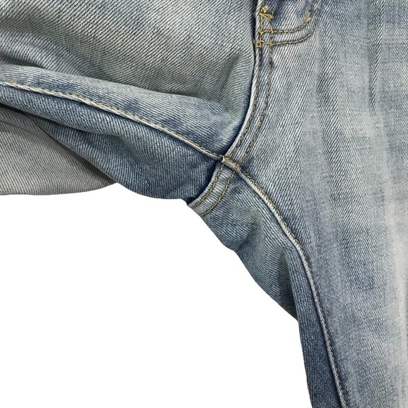 MNML Lightwash Distressed Button Fly Jeans Ankle Zip Denim Size 34x34 - Picture 5 of 12